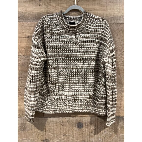Rails Echo Chunky Roll Neck Pullover Sweater in Brown Striped Womens Size L - Picture 3 of 9
